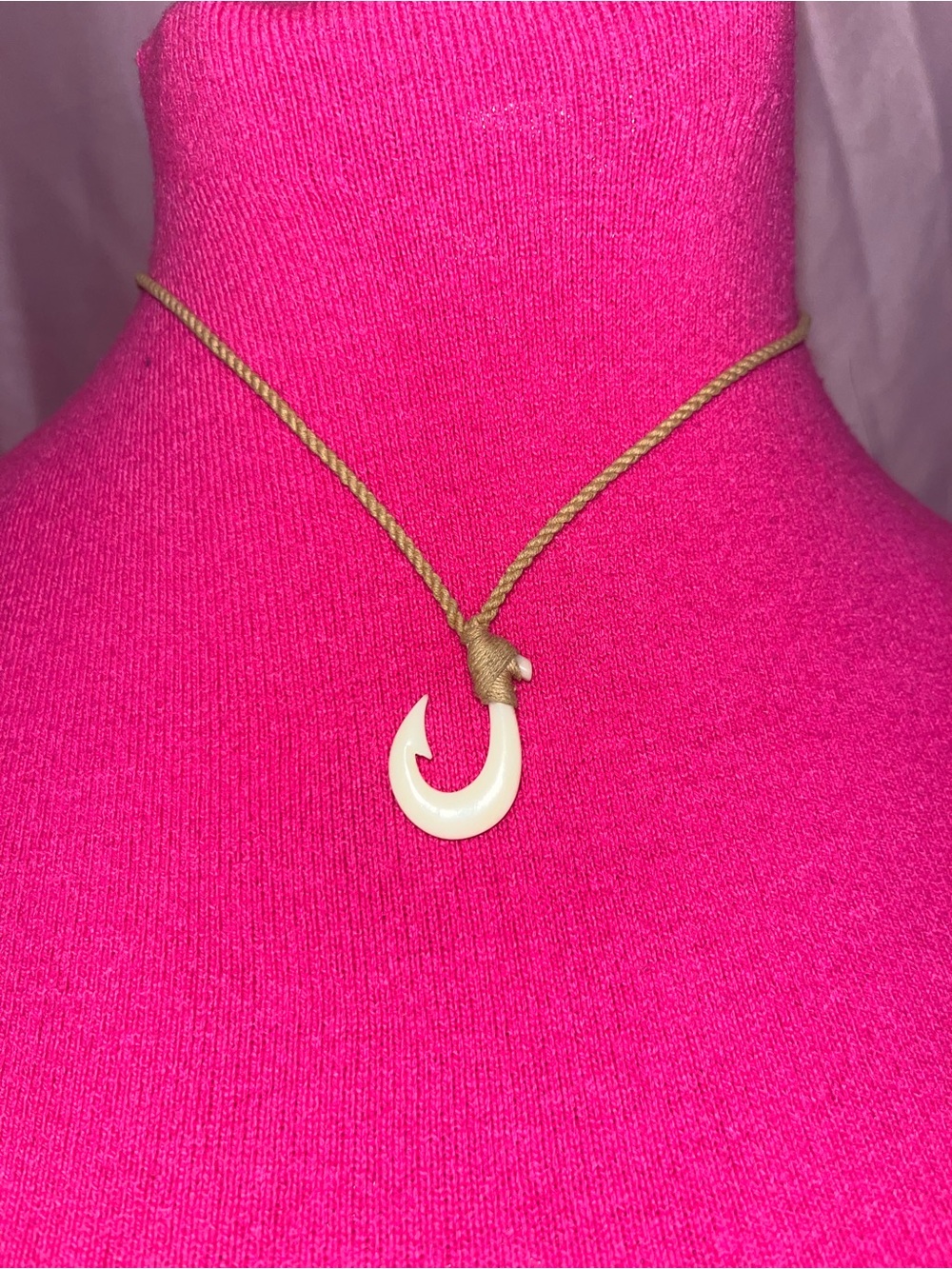 Handcrafted Cream Fish Hook Pendant Necklace